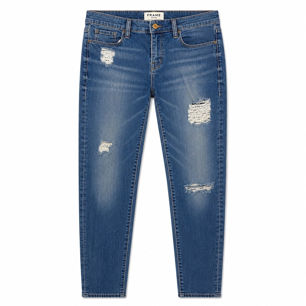 FRAME Le Garcon Distressed Skinny Jeans Medium Wash Size 26
